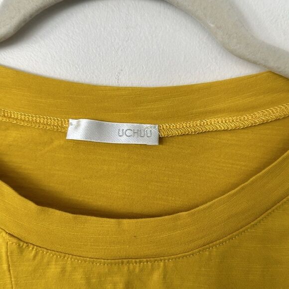 UCHUU Mustard Asymmetric Tee Shirt Dress 2=M - Picture 6 of 9